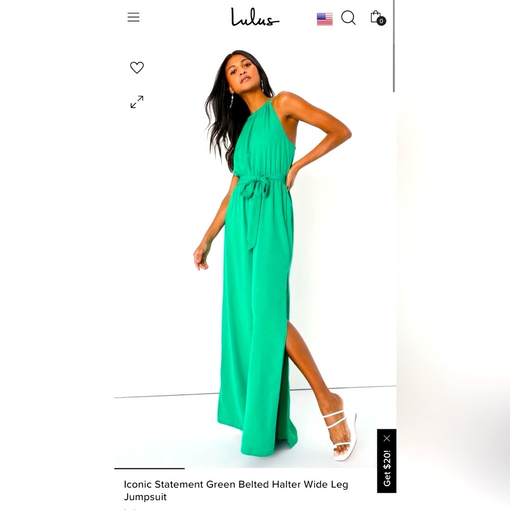 NWT Lulus Iconic Green Jumpsuit - Large  #tropical